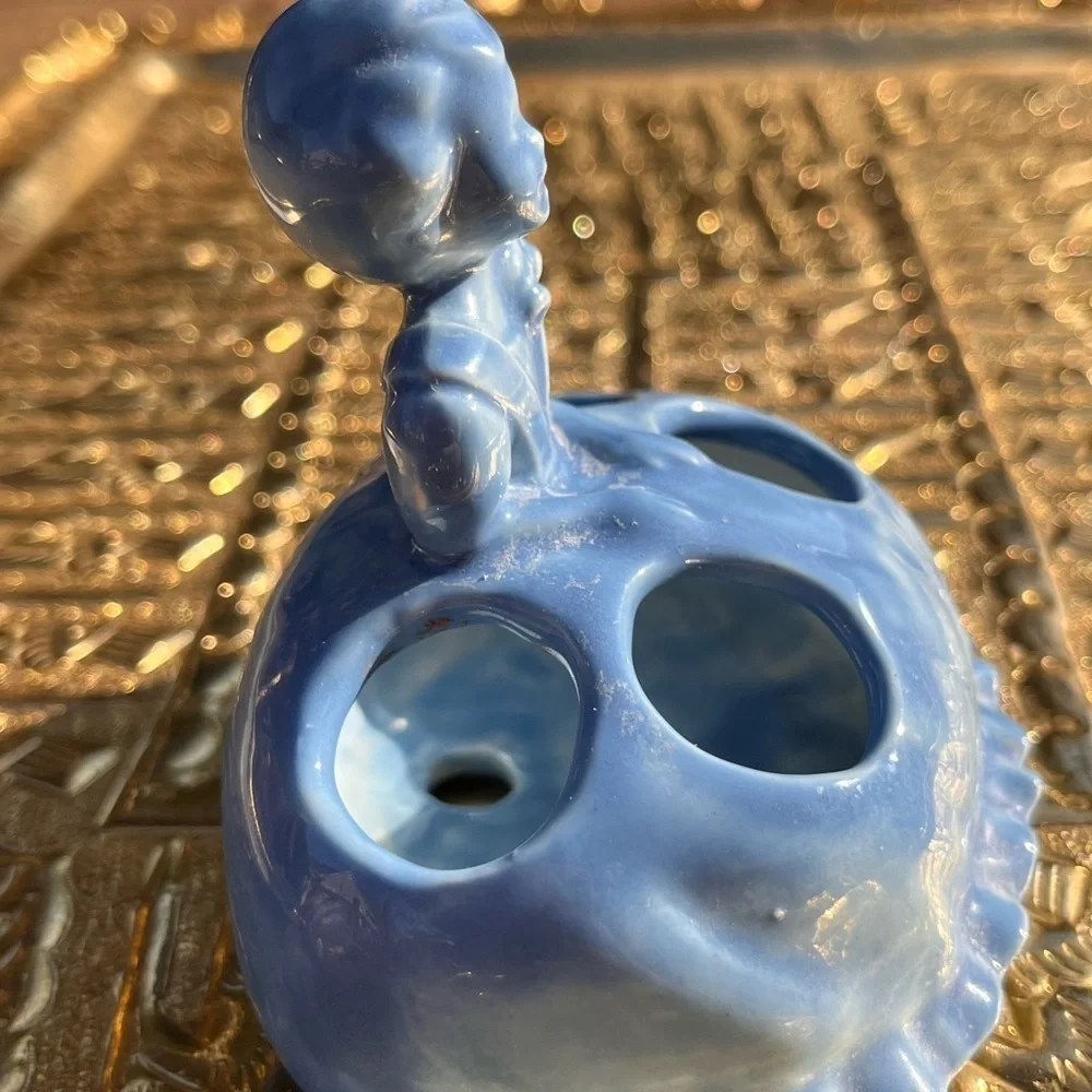 Vintage ceramic Victorian lady lipstick holder